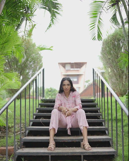 Pastel Paisley Dreamy Co-ord Set in Pink Muslin