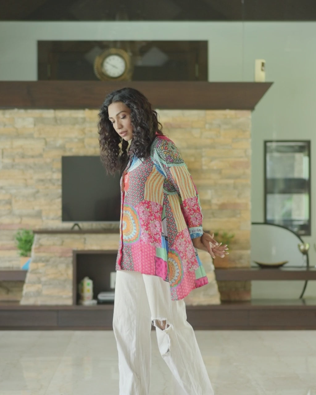 Abstract Print Crepe Shirt Top – Perfect for Casual Outings, Office Wear & Brunch Days