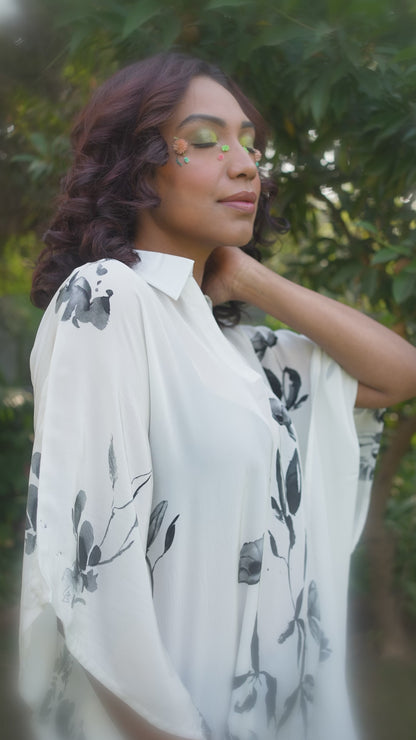 White Ivy Crepe Kaftan Top