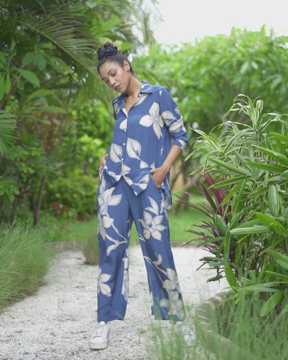 Floral Blossom Natural Crepe Co-ord Set