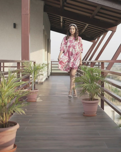 Cherry Blush Breezy Flow Dress – Luxurious Muslin Fabric