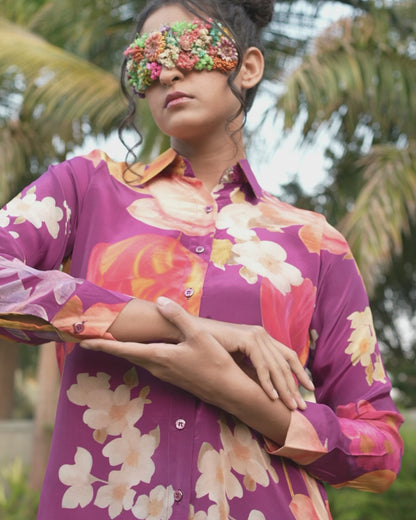 Wine Floral Printed Co-Ord Set
