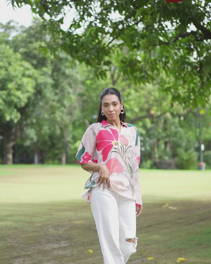 Crepe Silk Floral Kaftan Top
